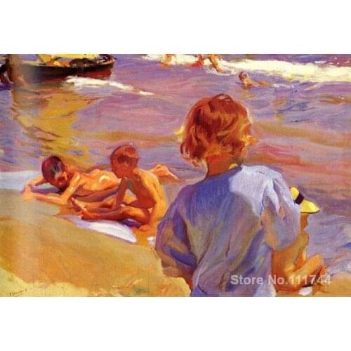Beach paintings of Joaquin Sorolla y Bastida Children on the beach Hand painted canvas art High quality