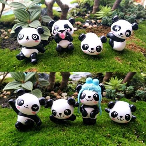 Random delivery Cute Panda Moss Micro Landscape Terrarium Figurine Decoration Resin Panda Babies Ornament Fairy Garden Miniature