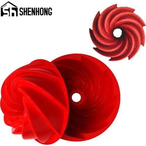 SHENHONG Wave Pattern Chimney Silicone Mould 9 Inch Savarin Chiffon Cake Molds Kitchen Dessert Baking Tools Pastry Bakeware