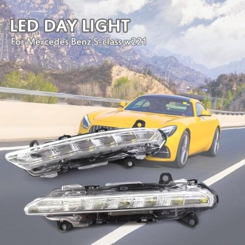 LED Daytime Running Light For Left&Right DRL Signal Guide Strip Foggy And Rainy Headlights For MERCEDES S-Class W221 2008-2013