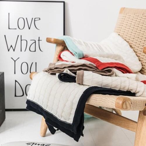 100% cotton double plies knitted blanket braided bedspread portable blanket travel outdoor picnic blanket