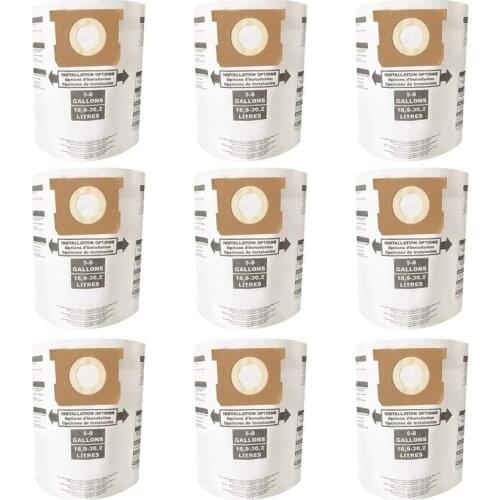 Pack of 9 Replacement Filter Bags for Shop Vac Bags 5-8 Gallon Disposable Collection Filter Bags