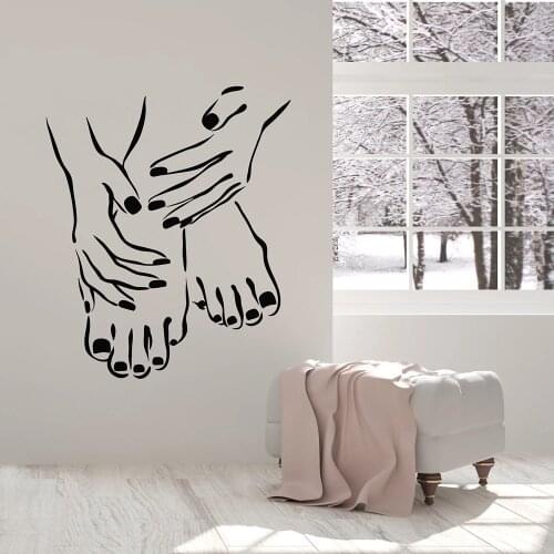 Nail Art Studio Wall Decal Pedicure Manicure Salon Design Polish Vinyl Wall Stickers Modern Bedroom Decoration Art Murals W879