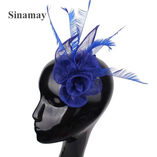 Turquoise Sinamay Fasinctor Hats Hair Pin Nice Bridal Wedding Hair Accessories Party Hats For Formal Dress Headdress Hair Pins