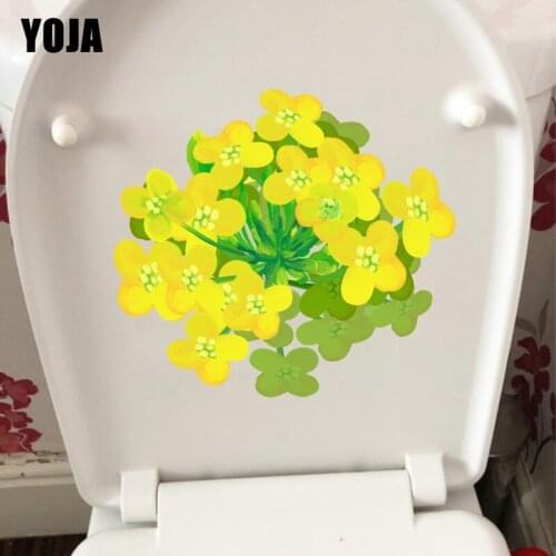 YOJA 21.6X19.5CM Yellow Rapeseed Fresh Toilet WC Decor Fashion Home Living Room Wall Sticker T1-1377