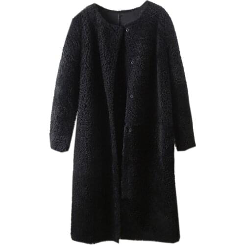 2020 Long Real Fur Coat Winter Jacket Women Natural Wool Fur Double Faced Fur Genuine Leather Merino Sheep Fur Outerwear