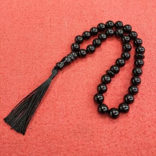 1pc pray necklace with tassel natural black onyx beads beads size 12mm lovely jewelry necklace for religious black colors