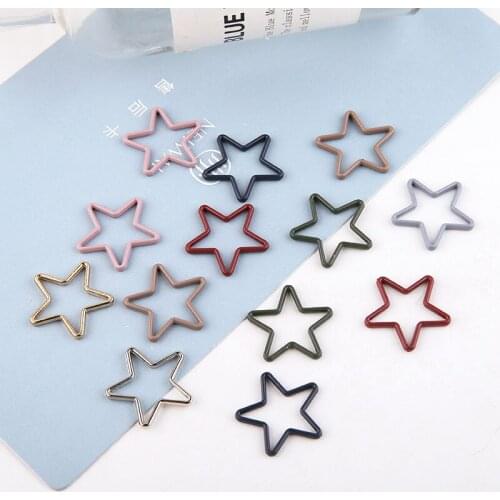 Mini Order 10pcs 21*21mm Rubber Enamel Alloy Hollow Out Stars Charms Fit Fashion Earring Necklace Keyring Bracelet Decoration