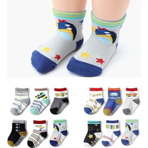 12Pairs/Lot 1-3 Years Non-Slip Baby Boys Socks Infant Toddlers Socks