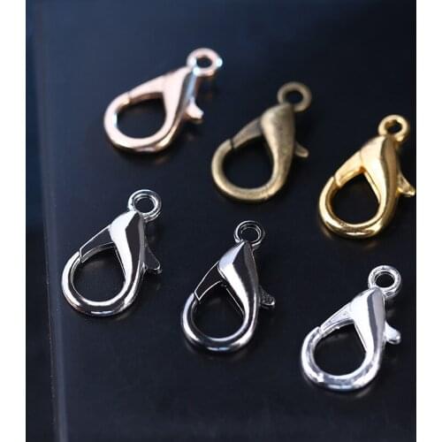 50pcs 10/12/14/16/21mm Gold Silver Black Lobster Clasps Hooks Bracelet End Connectors For Jewelry Making DIY Necklace Buckle