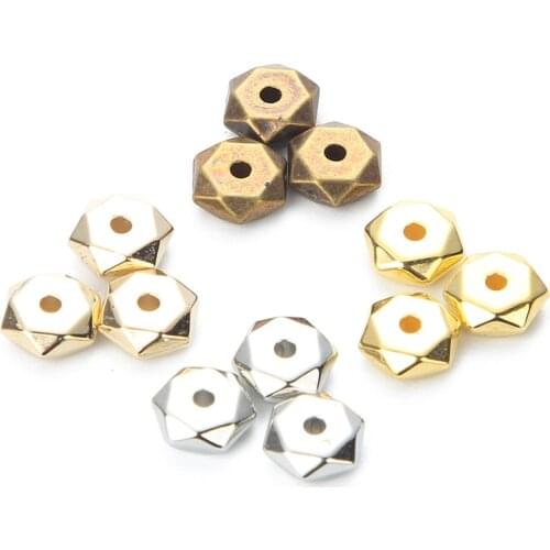 200pcs KC Gold Copper Bulk CCB Plastic Bead Wheel Round Loose Spacer Beads For Jewelry Makings DIY Bracelet Necklace Supplies
