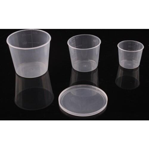 3pcs/lot 150/90/40ml Plastic Measuring Cups With Cover Fishing Bait Measuring Cup Fresh Water Fishing Measure Tackle Accessories