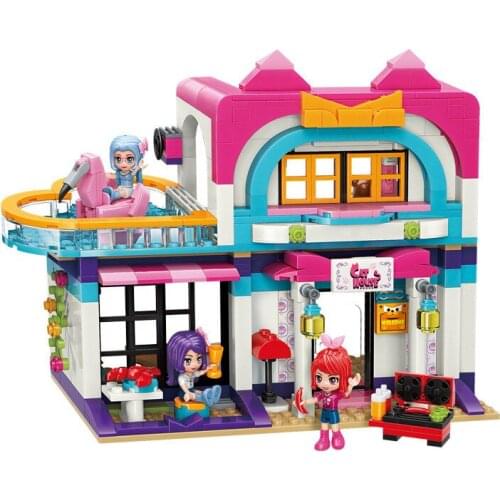 447Pcs 2030 Music Party Villa Model Girl Small Particles Assembly Toy Assembly Building Blocks Princess House Gifts