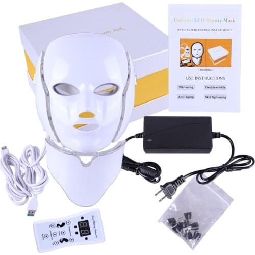 7 Colors Beauty Therapy Photon LED Facial Mask Light Skin Care Rejuvenation Wrinkle Acne Removal Face Neck Anti-Aging