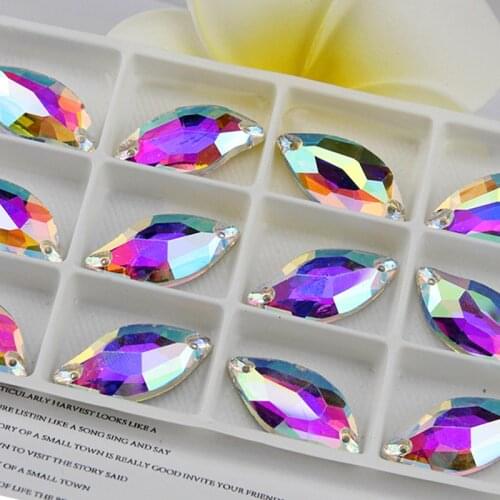 9*20 14*30 3254 diamond leaf sew on rhinestone S crystal flatback glass crystal Sewing Beads for Wedding,Dance dress decoration