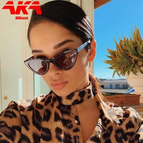 AKAgafas Cat Eye Women Sunglasses 2021 Vintage Transparent Triangular Classic Shade for Sun Glasses Sexy Retro Leopard Oculos