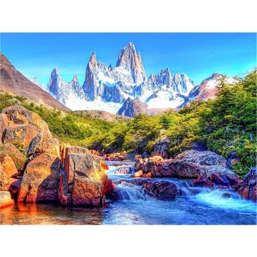 Diamond Painting Natural Mountain Scenery Cross Stitch Handmade Diamond Embroidery River Mosaic Needlework Home Decor