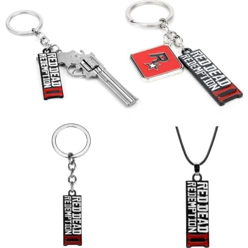 New Game Red Dead Redemption 2 Keychain Metal Key Ring Chain 3D Gun For Men Car Women Bag Jewelry