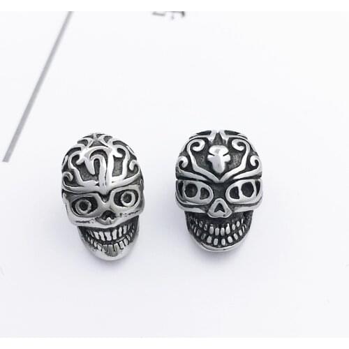 2.5/4.45mm Hole 316l Stainless Steel Vintage Skull Head Bead Fit Original Charm Bracelet Necklace DIY Jewelry Making
