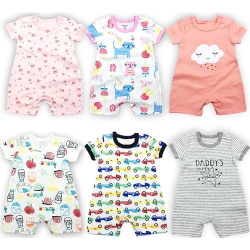 Newborn Romper Baby Girl Babies Toddler Summer Short sleeve Cotton Cartoon print 6-24 months Infant Boy Clothes