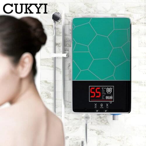 CUKYI electric Thermostatic water heater 7000W Remote Control Instant heating waterproof tankless water heater for shower bath