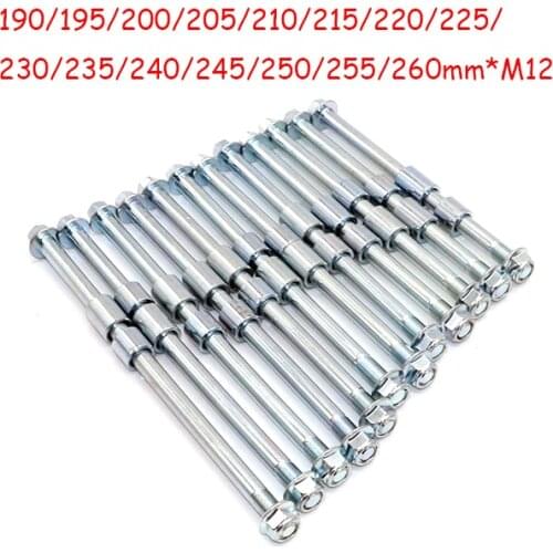 Dirt Pit Bike Wheel Axle M12 190mm-260mm For Drum Brake Wheels Rims Hub 10inch 12" 14 16 17 18 19 inch Bolts