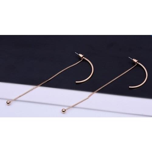 Korean Version Of The Long Section Of The long-type C-type Earrings Earrings Female Temperament Wild Earrings Handmade Jewelry