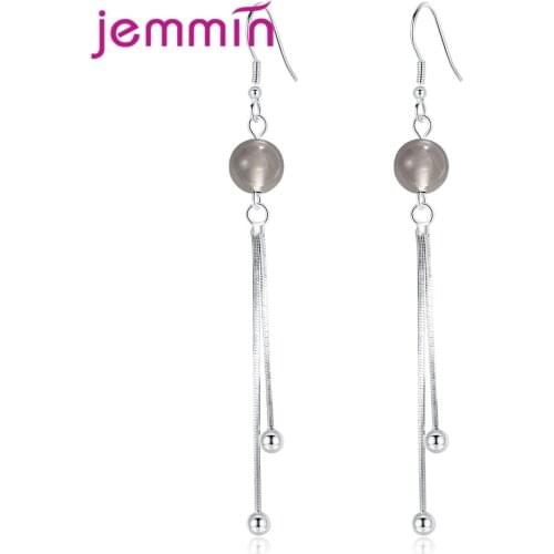 Korean Women 925 Sterling Silver Beads Tassel Drop Earrings For Wedding Party Piercied Ear Jewelry Friendship Gift