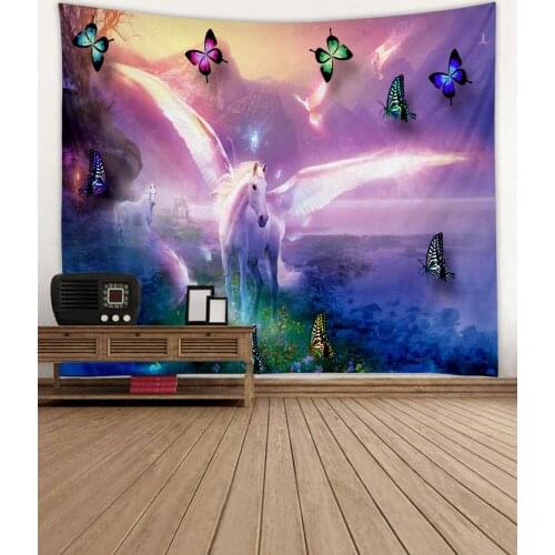 Creative 3D Printing Butterfly And Pegasus Fringed Iris Herb Tapestry Wall Hanging Bed Spread Beach Towel Table Cloth Yoga Mat