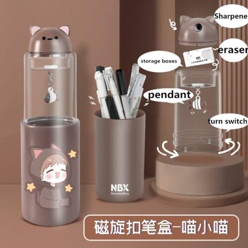 NBX magnetic turnbuckle pen box water cup modeling pencil case pendant pencil box creative lovely stationery round pen holder