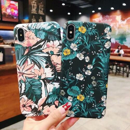 Floral Leaf Matte Case For iPhone XS XS Max XR X 8 7 6 6s Plus 3D Print Flower PC Hard Silicone Back Cover xr xs max TPU Shell
