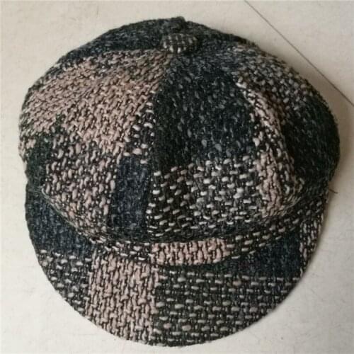 Fashion Cool Men Beret Beanie Gentleman Style Plaid Fur Felt Beret Hat Keep Warm Winter Soft Solid Color Beret Flat Hats