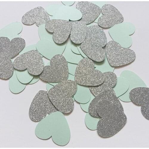 Mint Green&Silver 1"Heart Table Confetti Bridal Shower/Engagement-Wedding Decorations Baby Shower Birthday Party Events Supplies
