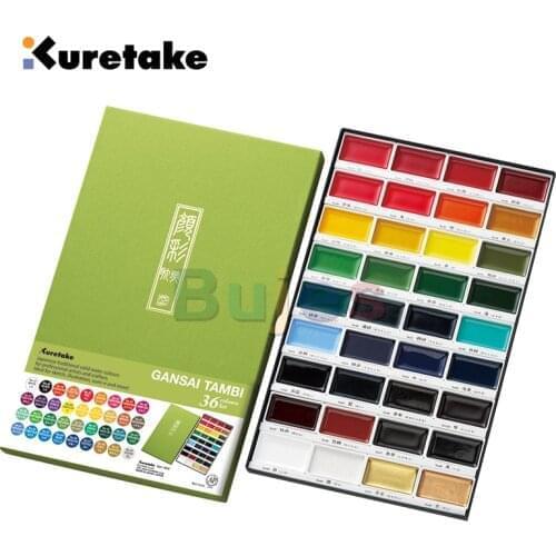 ZIG Kuretake GANSAI TAMBI Watercolor paints 12/18/24/36/48 colors set art hand painting Colorful. Water soluble art supplies