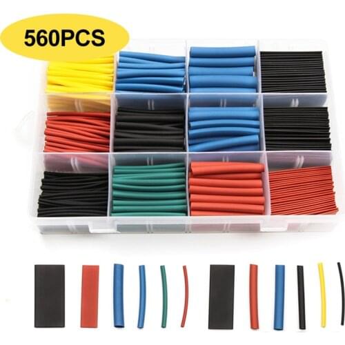 560PCS 2:1 Heat Shrink Tubing Polyolefin Insulation Shrinkable Tube Assortment Wrap Wire Kit Shrinking Tubes Set