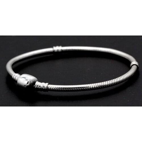 New 925 Sterling Silver Moments Snake Chain Bracelet Clip Charm Chain Fit Original Charm DIY Thai Silver 925 Jewelry Making Gift