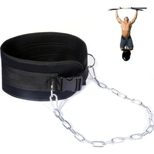Dip Belt with Chain Gym Belt for Weightlifting Pull-up Squat Back Muscle Training Crossfit Bodybuilding Waist Support Protector