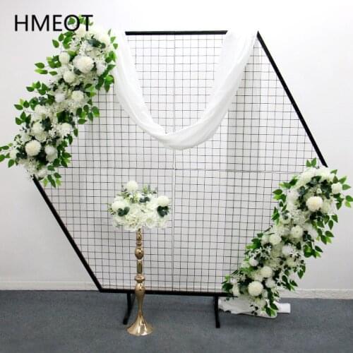 Wedding Props Wrought Iron Mesh Geometric Hexagonal Arch Flower Shelf Wedding Arch Party Stage Backdrop Display Flower Stand