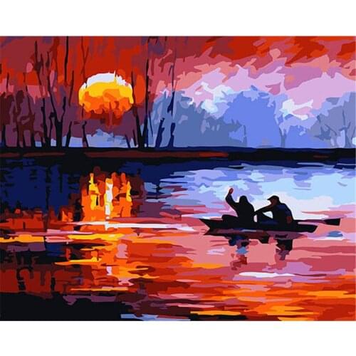 Diy pictures by numbers Modular canvas oil painting for living room sea sunset coloring by number hand painted wall art A452