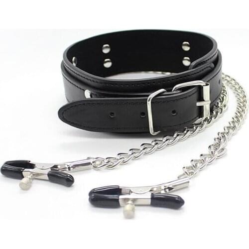 FX Sex Toys Couples BDSM Bondage Erotic Slave Collar Nipple Clamps Leather Necklace Chain Fetishs Adult Game Role Play Product
