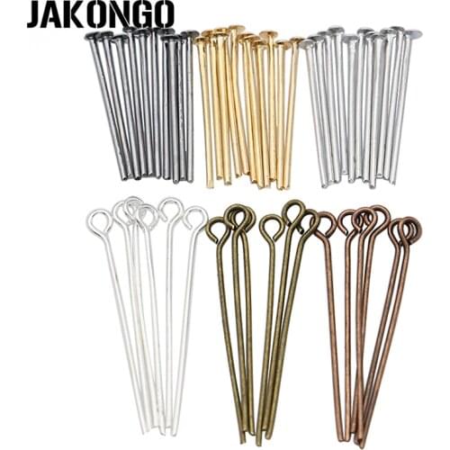 6 Colors 200pcs/lot Eye Pins Head Pins T Needles For Beading 20mm 26mm 30mm 40mm Jewelry Findings for Making Bracelet Necklace