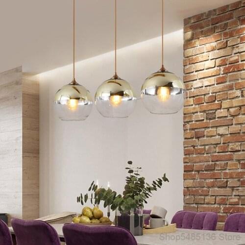 Nordic Glass Ball Pendant Lights Modern Bar Restaurant Bedroom Bedside Living Room Decoration Kitchen Hanging Lamps Home Decor