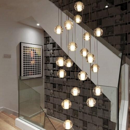 Nordic Crystal Glass Ball Pendant Lights modoren LED Luxury Pendant Lamp Hanging Ladder stairs decor Lamps Dropshipping Hanglamp