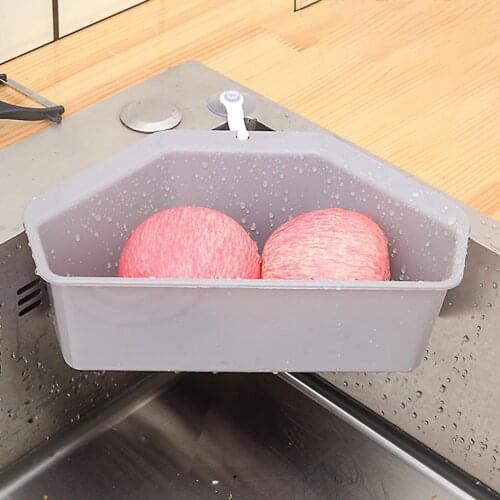 Triangular Corner Sink Drain Rack Shelf Basket Food Residue Strainer Vegetable Fruit Drainer Sponge Holder Kitchen Filter Racks