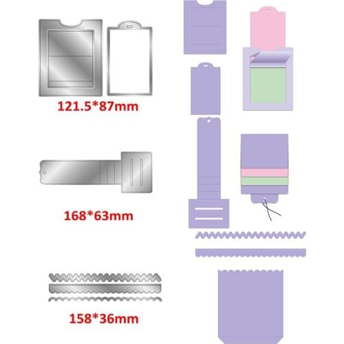 Exploding Box Tag Slider Wavy Scalloped Line Border Metal Cutting Dies Set DIY Album Cards Craft Making Template Embossing Dies