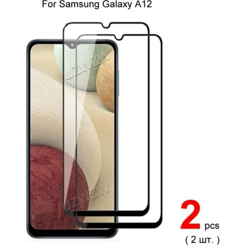 2pcs Glasses For Samsung Galaxy A12 Full Cover Tempered Glass Screen Protector Protective Glass Guard