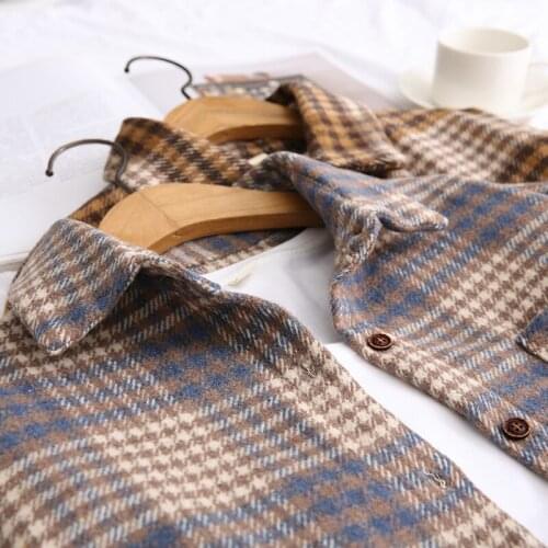 Women Plaid Pattern Fleece Thick Coats Jacket Long Sleeves Ladies Elegant Autumn Winter Shirts Women Plaid Shirt Women Tops