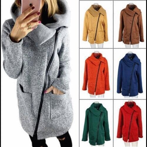 2021 New Fashion Women Jacket Plus Size 5XL Jackets Women Winter Clothes Warm Coat Slant Zipper Collared Pocket Female Jacket