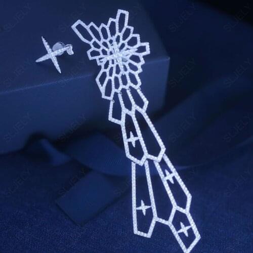 SLJELY Fashion S925 Sterling Silver Asymmetric Filigrane Star Cutout Statement Earrings Women September New Monaco Brand Jewelry