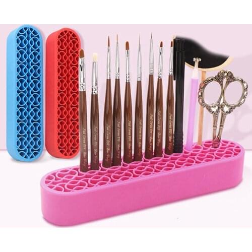 1pcs Soft Silicone Nail Pen Holder Makeup Brush Display Stand Storage Case Desk Organizer Creative Home Supplies Manicure Tools